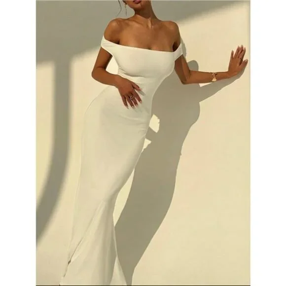 Backless Off-Shoulder Bodycon Mermaid Maxi Dress - www.rajagirimanappuram.com Backless Off-Shoulder Bodycon Mermaid Maxi Dress - www.rajagirimanappuram.com